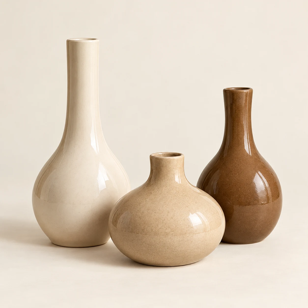 Ritmo Bud Vase Trio — Cream / Sand / Coffee